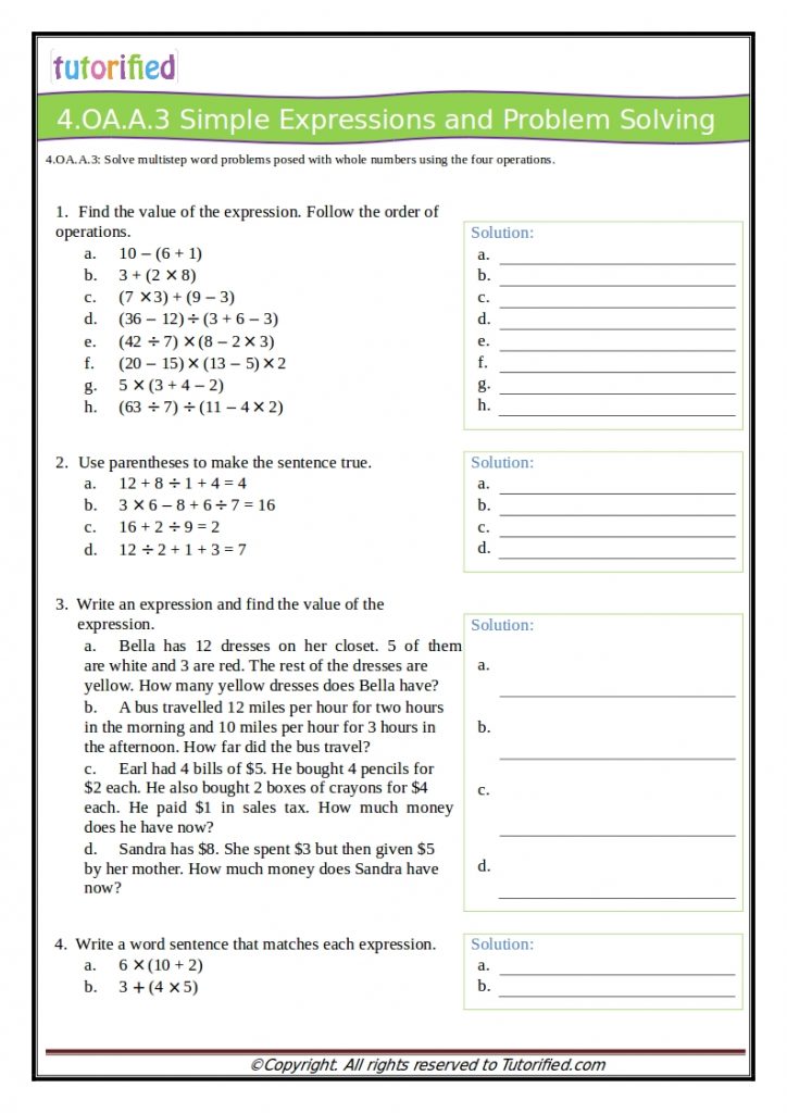 4th Grade Common Core Math Worksheets