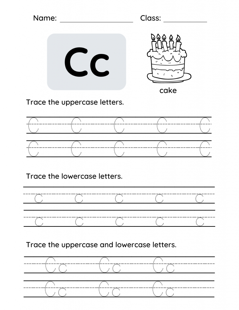 Free Tracing Letter C Printable PDF - Trace the Letter C