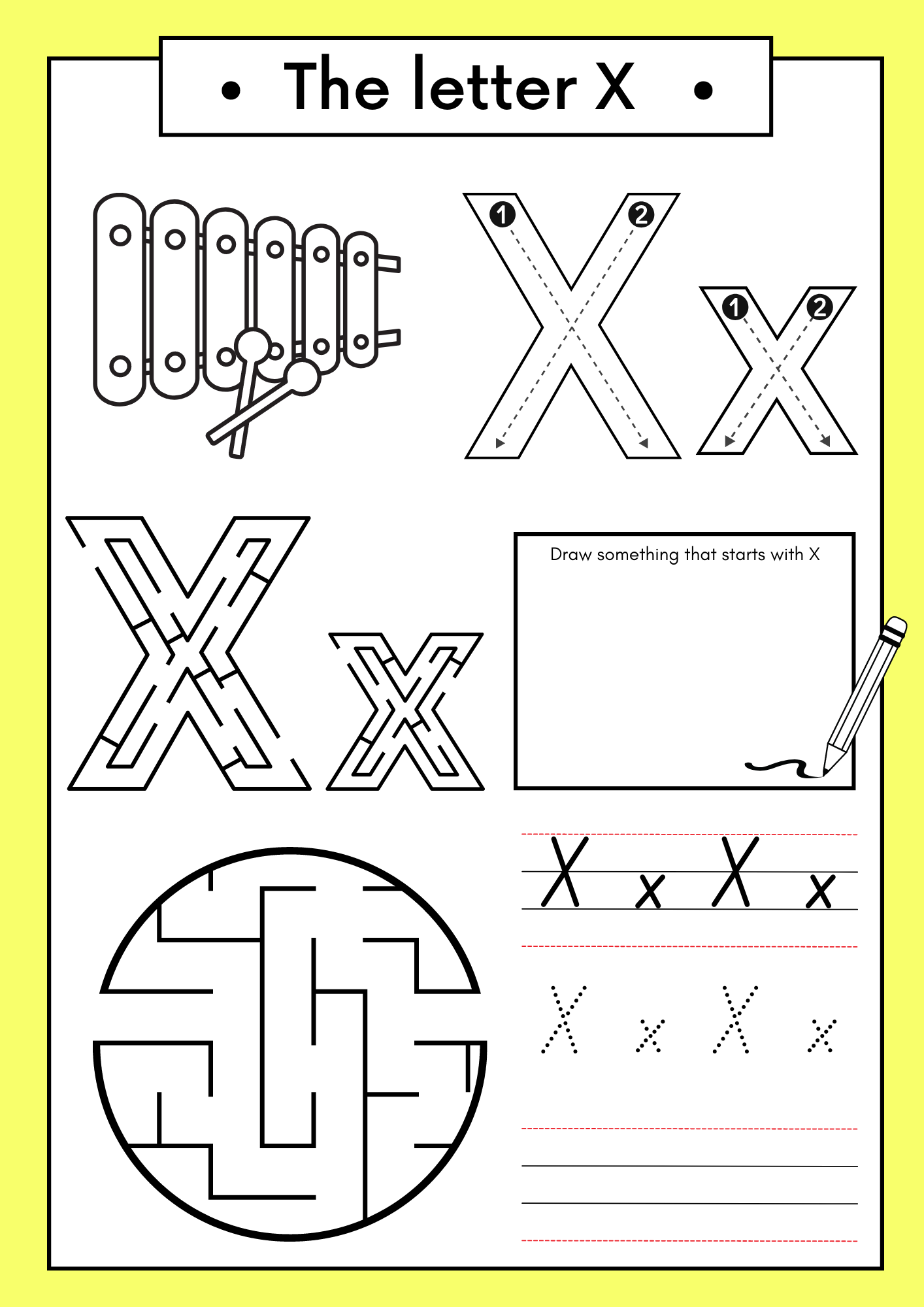 Free Letter X Coloring Pages Printable PDF