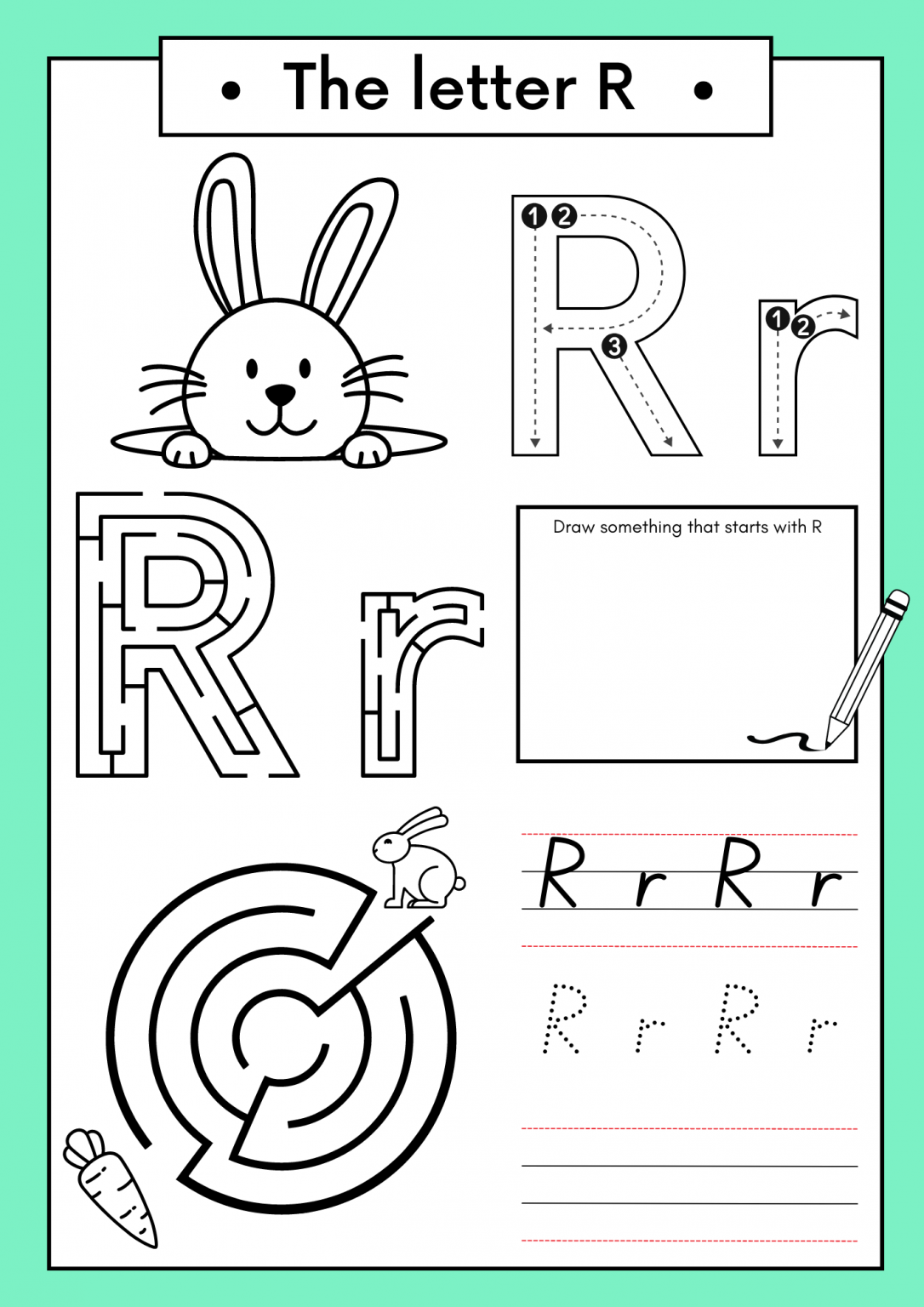 Free Letter R Coloring Pages Printable PDF