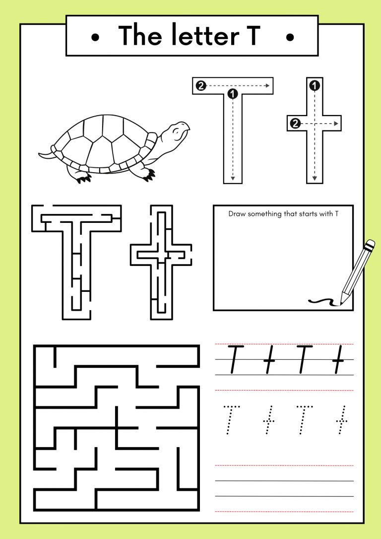 Free Letter T Coloring Pages Printable PDF
