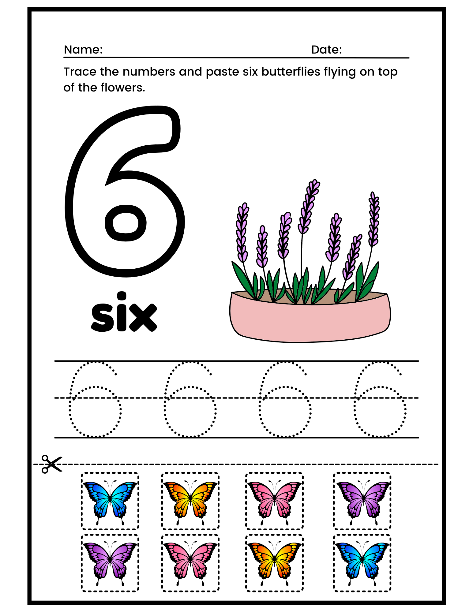 Free Kindergarten Number 6 Worksheets Printable PDF