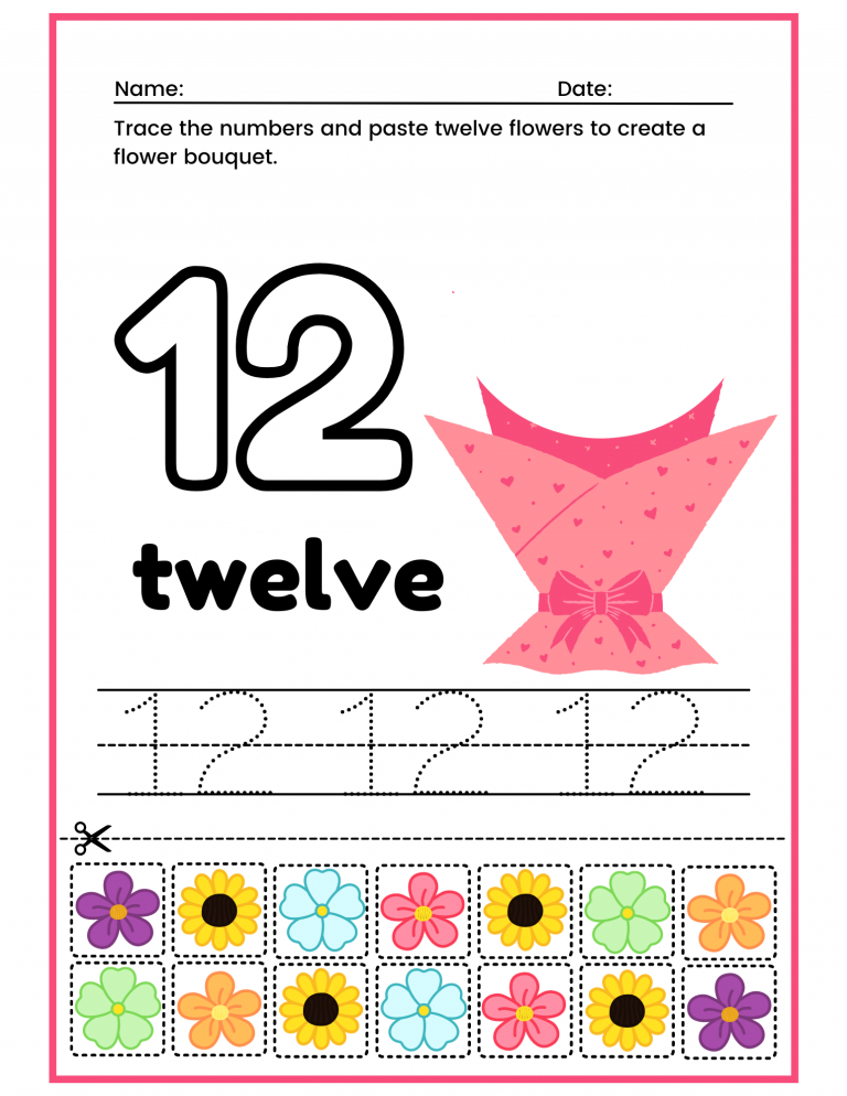 Free Preschool Number 12 Worksheets Printable PDF