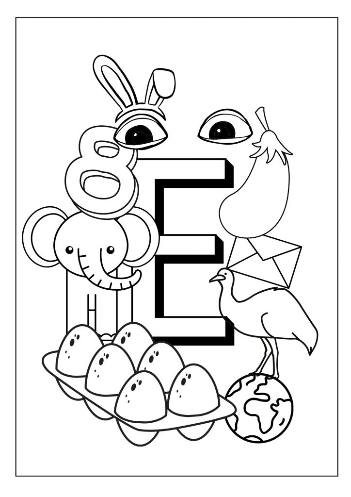Free Letter E Pictures Worksheets Printable PDF